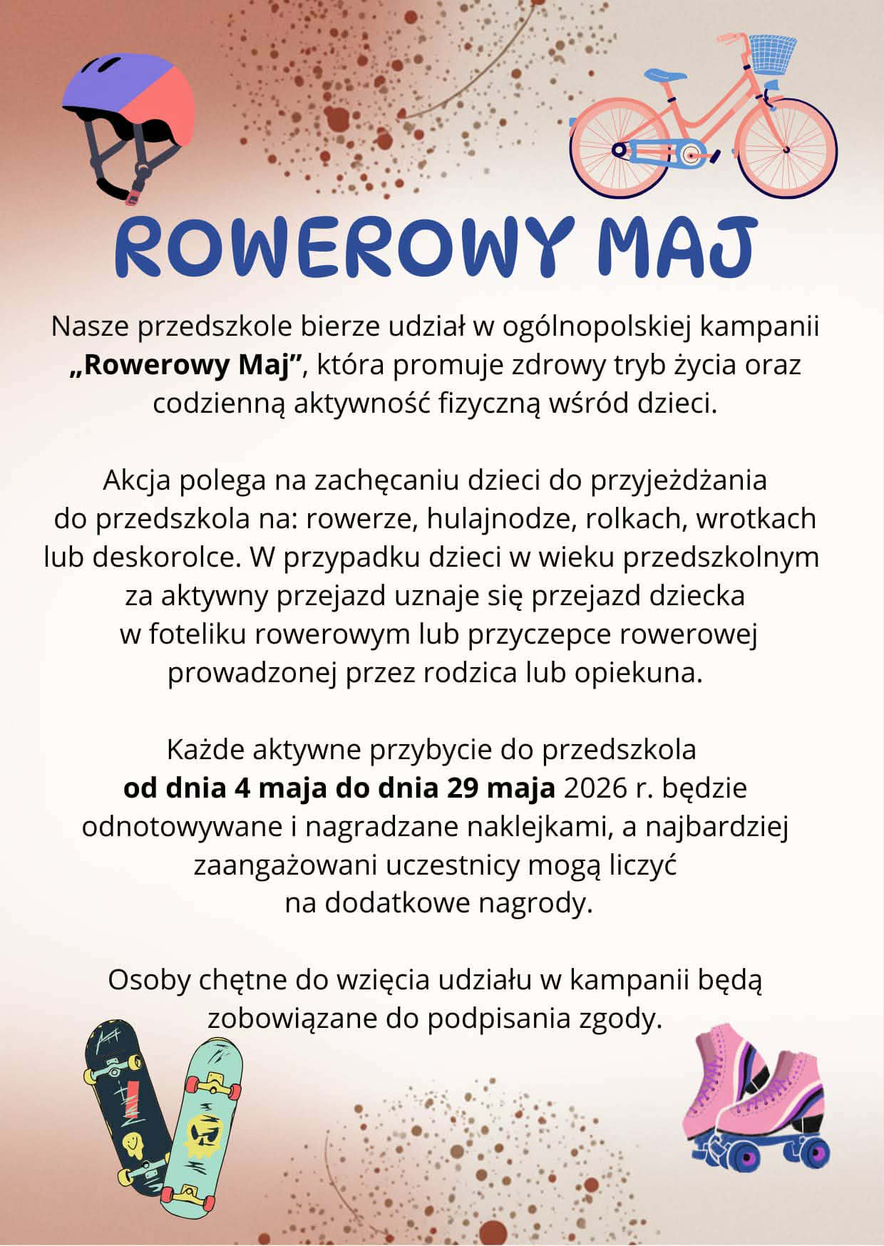 Plakat dotyczący kampanii "Rowerowy Maj".